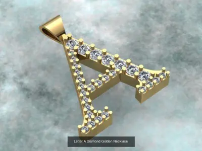 Letters Diamond Golden Necklaces Set 3D Model Pack