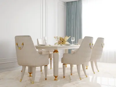 Numero Tre table with chairs by Turri 3D model