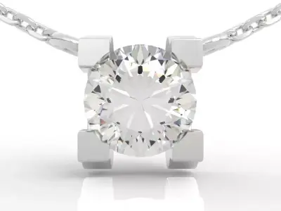 Stunning Four Prong Diamond Pendant 3D print model