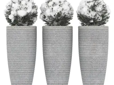 Bush pot snow 3D model