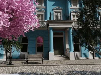 Street Photo Backdrop Blender Scene 3D model