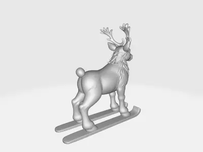 Reindeer on Skis Winter Deer Holiday Christmas Shelf Ornament 3D print model