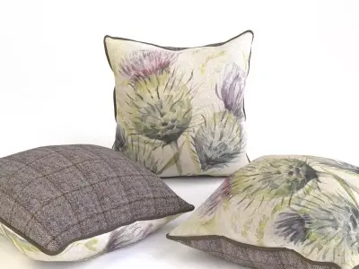 Voyage Cushion- Flowers -Piped Pillow 3D model