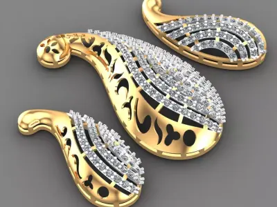 Pear Shaped Diamonds Pendant Necklace Set                3D print model