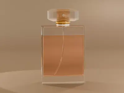 Perfume Bottle 3D Model  Cosmetic Glass Bottle with Cap Free 3D model