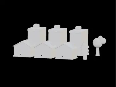 Stylized Houses Pack Free low-poly 3D model