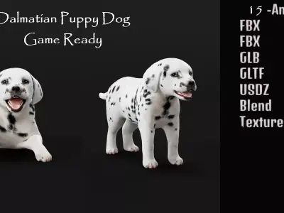Dalmatian Puppy Dog  Low-poly 3D model
