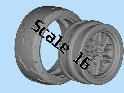 High detail Wheel 3d model STL files for Scaled Tire Rims 3D print model