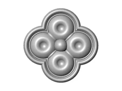 Carved dimples gothic clover rosette applique relief 3D print model