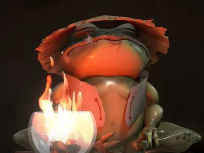 Meditation frog from Japan  3D model