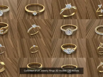 Collection of 20 Jewelry Rings 3D models 3D Model Pack