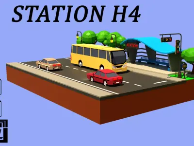 Bus Station H4 Low-poly 3D model