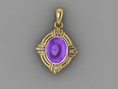 Pendant cabochon oval  3D print model
