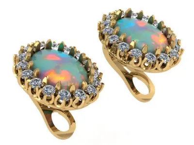 Oval Halo Clip On Earring 0658 3D print model