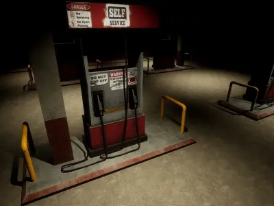 Gas Station Low-poly 3D model