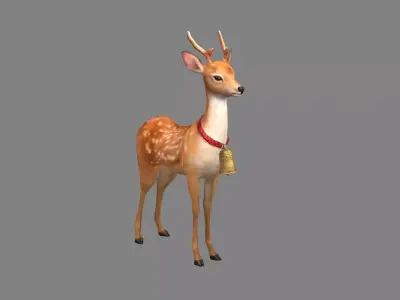 Cartoon sika deer Low-poly 3D model