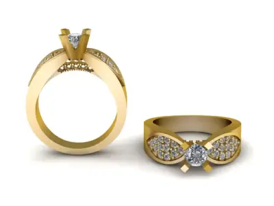 Royal Bow Diamond Ring 3D Printable Model 3D print model