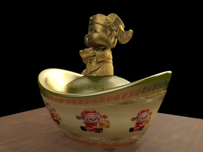 Chinese gold Ingot  3D model get