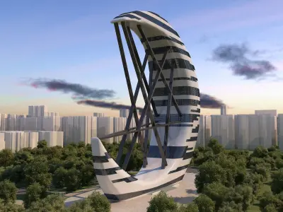 0074 - Crescent Skyscraper 3D model