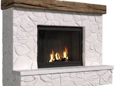 Fireplace in Country style Rustic Farmhouse fireplace 3D model