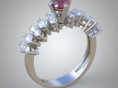 Diamond ring 0445 3D printable model  Free 3D print model