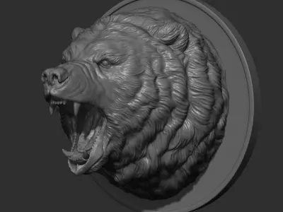 Grizzly bear grin roar 3D print model