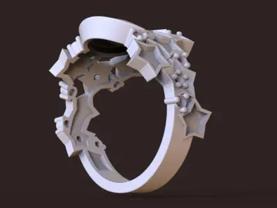 Silent Night Golden Ring with stars and moon 3D print model