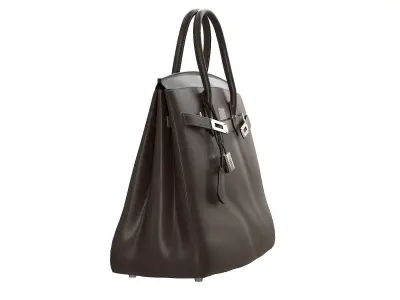 Hermes Birkin Bag Dark Brown Leather Low-poly 3D model