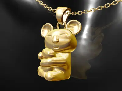 Koala pendant jewelry gold 3D print model