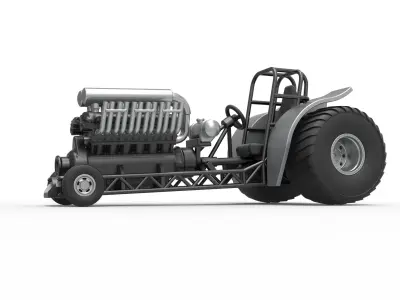 Mini Rod pulling tractor with V12 engine Scale 1 to 25 3D print model