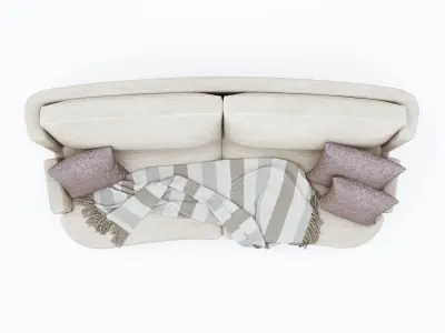 Two Seater sofa with throw and cushions 3D model