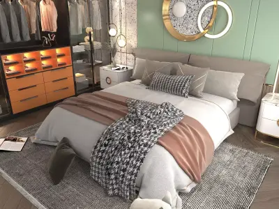 Modern Bedroom Scene 20 3D model