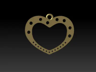 Heart with diamond jewelry 3D print model
