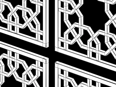 Arabic Islamic pattern decorative gold plaster 3D model