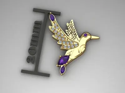 Earrings Or Pendant Hummingbird  colibri pajaro bird 3D print model