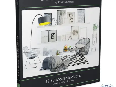 Black Living Room Composition  3D model