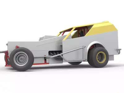 Vintage Dirt Modified stock car V7 while turning  Scale 1 to 25 3D print model