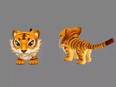 Cartoon little tiger - A Low-poly 3D model