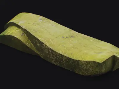 Old Stone Bench Covered Moss Concrete Slab Decorative 3D model