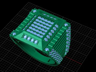 Print Ready STL 3DM  Gents Rings Diamond Men Ring  3D print model 180