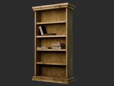 Old Wooden Bookshelf - Stylized Game Prop Low-poly 3D model