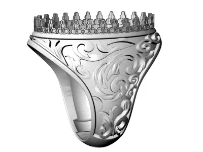  Men Silver-Large Stone Ring 3D print model