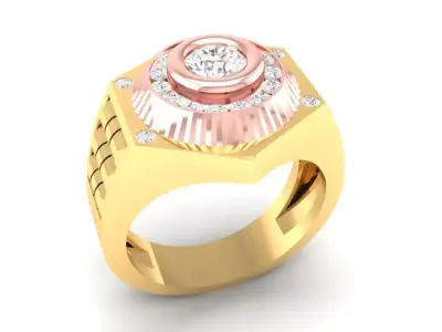 Luxury Sunburst Round Diamond Ring for Men 128 3D print model