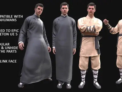 Mens - Martial Uniforms - Modular - Rigged 3D Model Collection