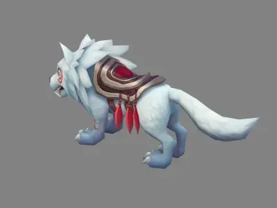 Cartoon Icefield Wolf Mount - white wolf Low-poly 3D model