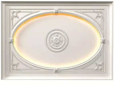 Coffered round ceiling with lighting in a classic style 3D model