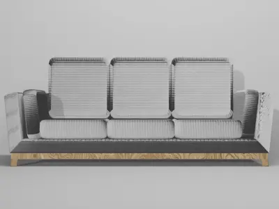 Cushion-Sofa sofa with three seats and wooden frame Free 3D model