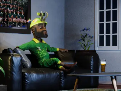 Sipho the Springboks fan rigged 3D model