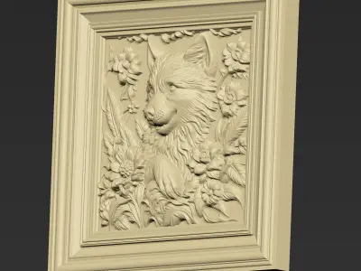 Baby Wolf among Flowers A129 3D print model