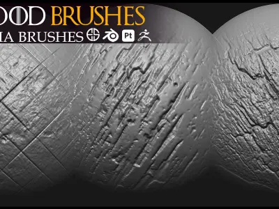 30 Wood Brush-Alpha-Blender and Zbrush Brush-Alpha Brushes-Vol 6 3D model